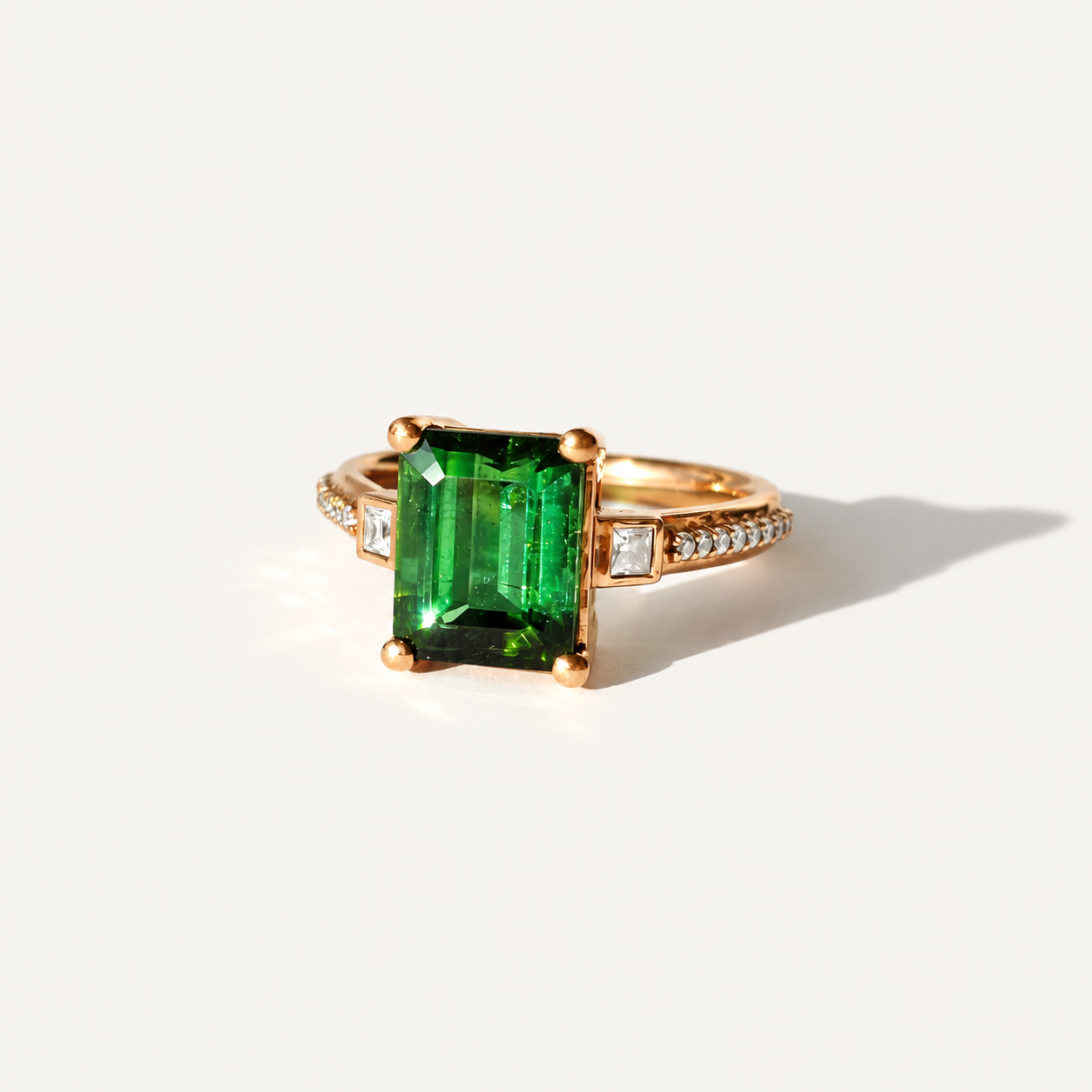 Green-tourmaline-rose-gold-emerald-cut-moissanite-solitaire-engagement-cocktail-ring (5)